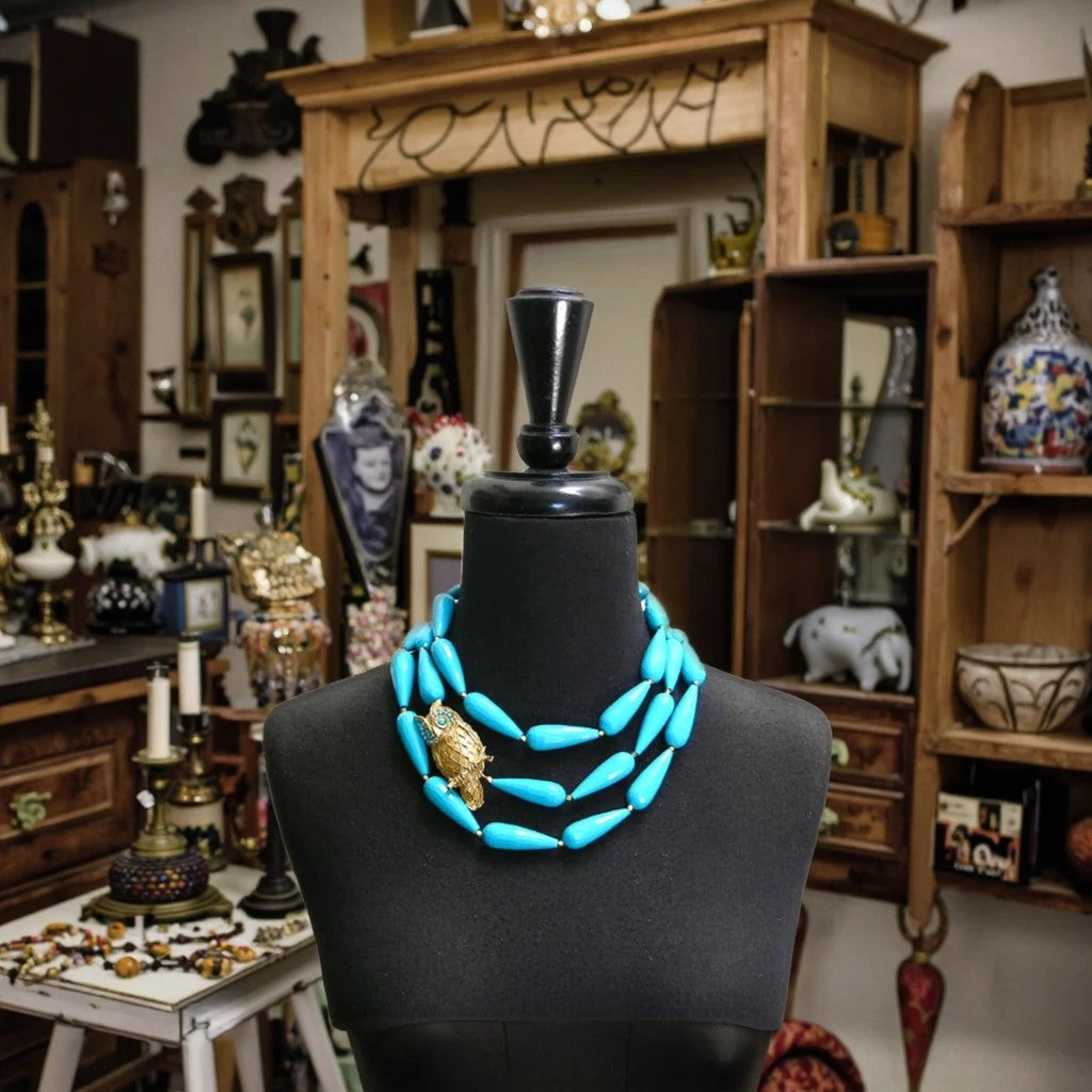 Turquoise Owl Statement Necklace