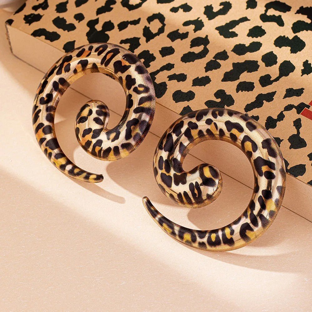 Leopard Spiral Stud Earrings