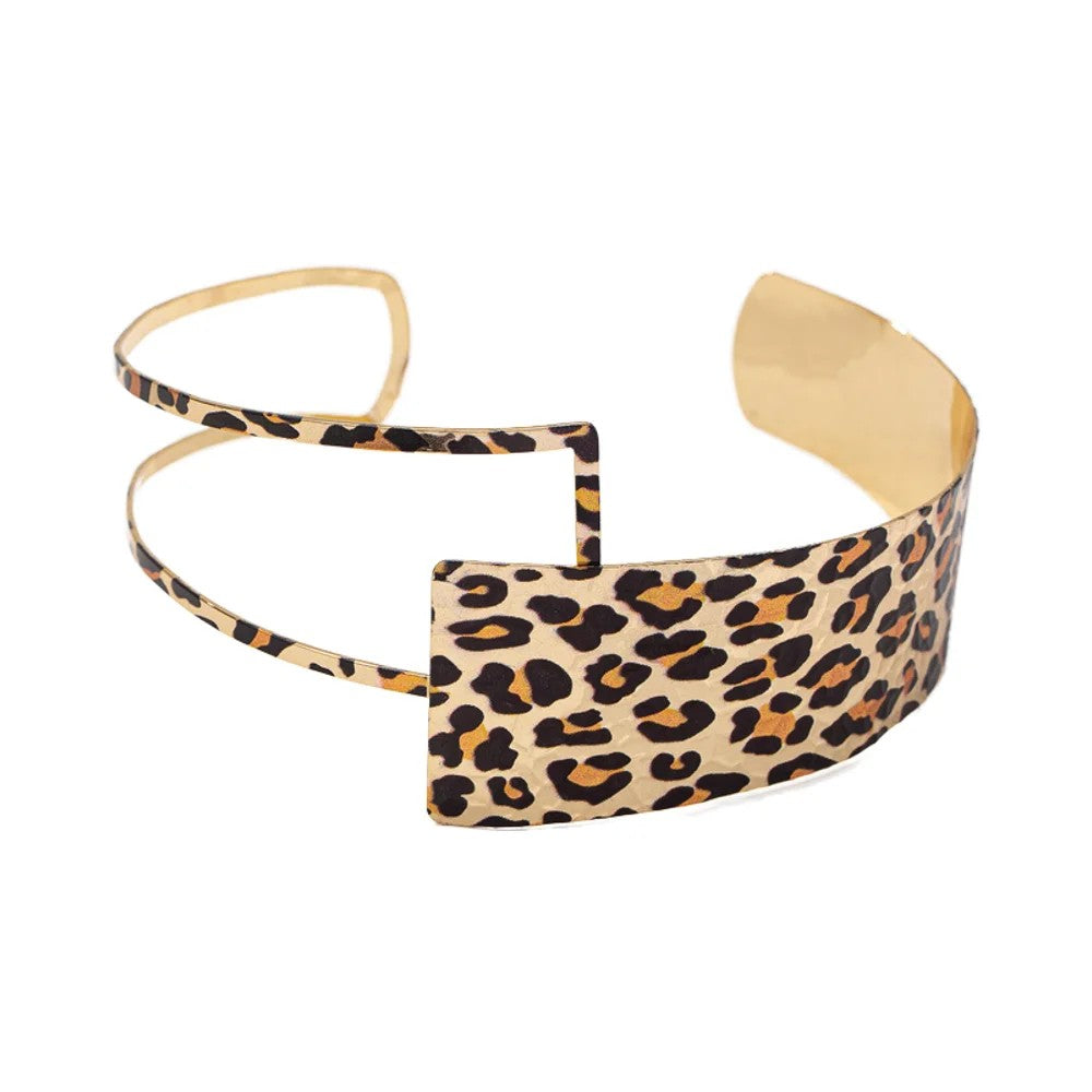 Leopard Geometric Cuff Choker