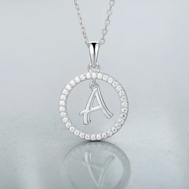 Crystal Initial Hoop Necklace