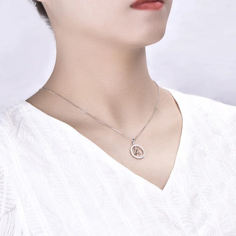 Crystal Initial Hoop Necklace