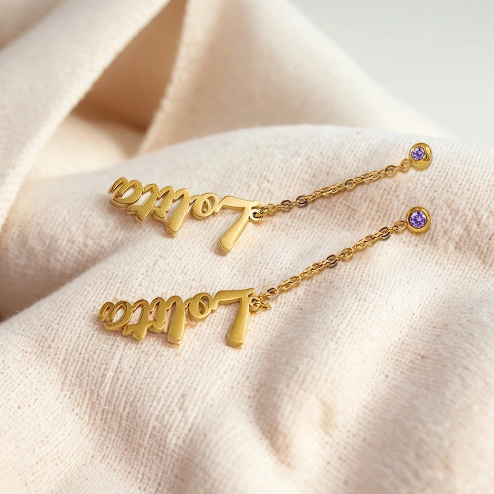Smiley Script Drop Earrings