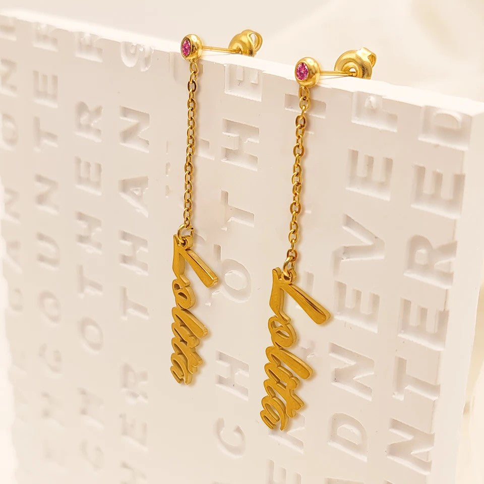 Smiley Script Drop Earrings