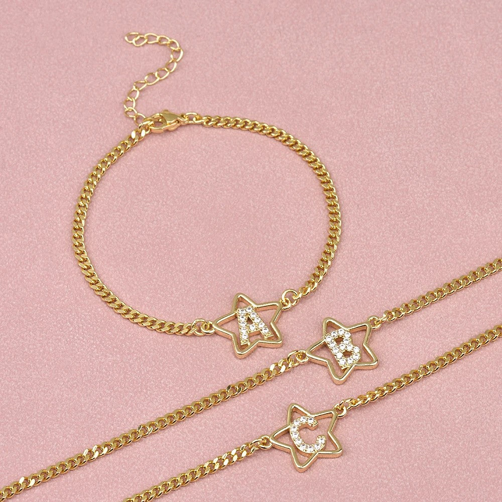Crystal Initial Star Bracelet