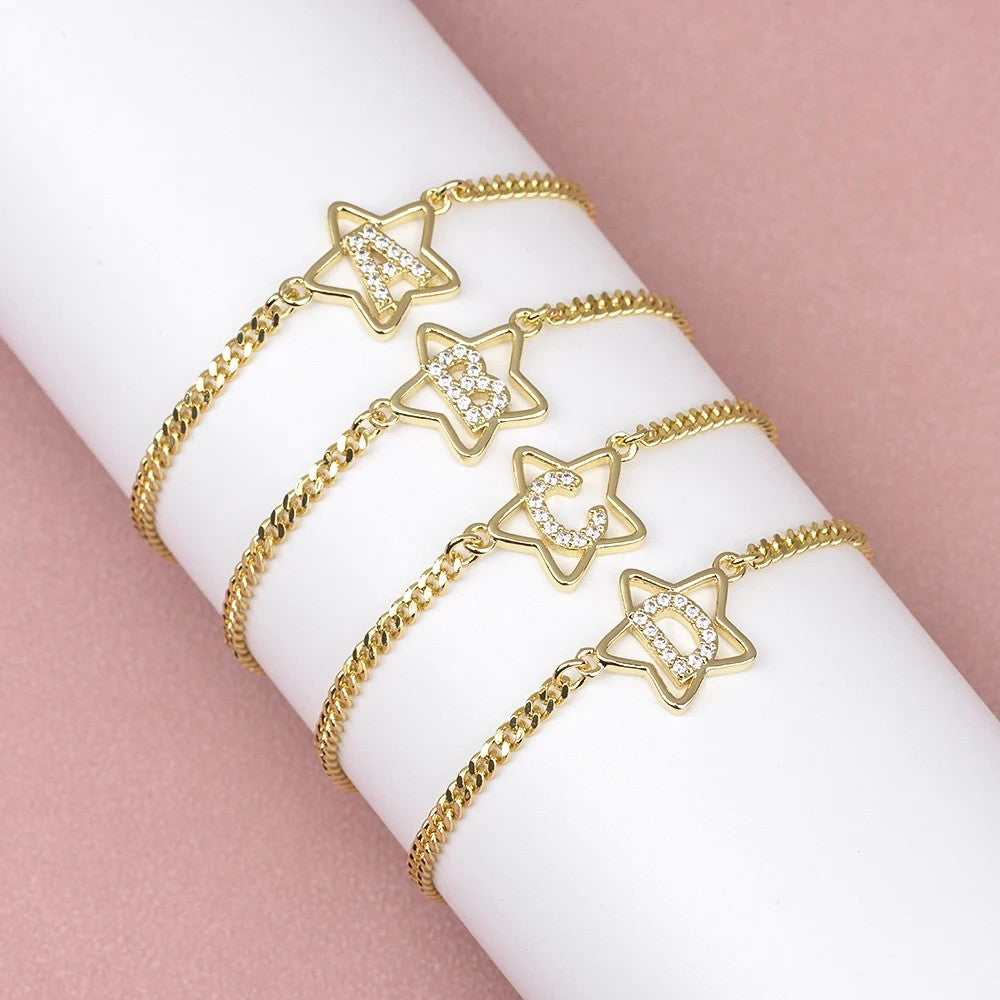 Crystal Initial Star Bracelet