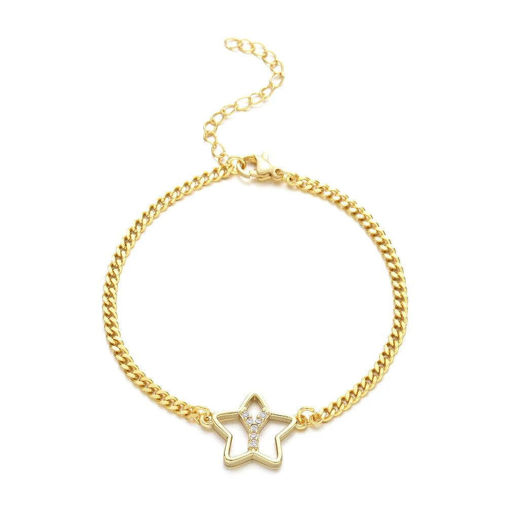 Crystal Initial Star Bracelet