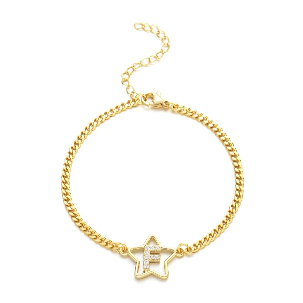 Crystal Initial Star Bracelet