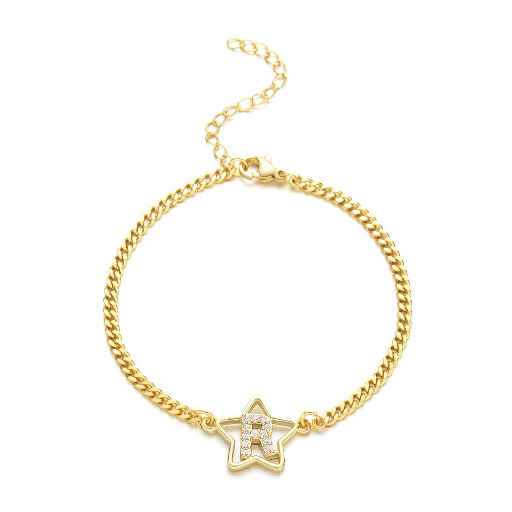Crystal Initial Star Bracelet