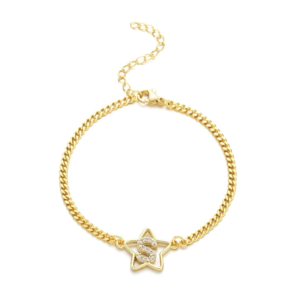 Crystal Initial Star Bracelet