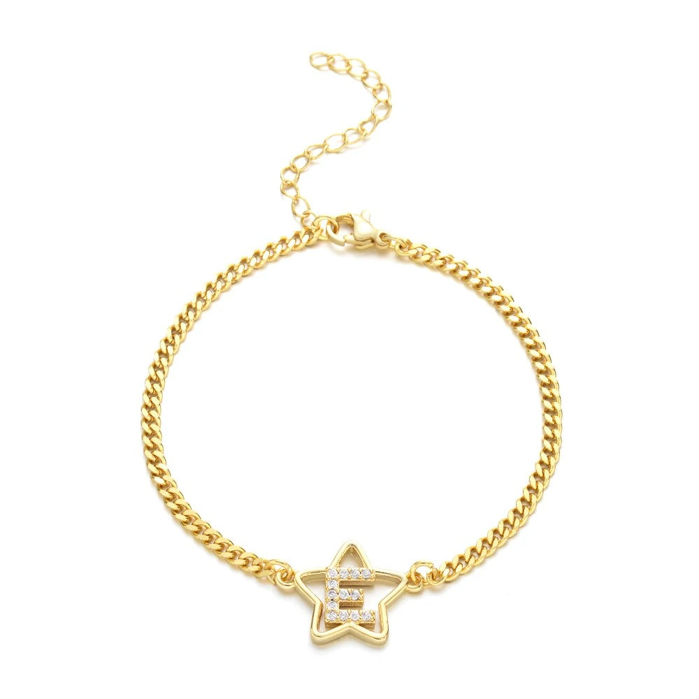 Crystal Initial Star Bracelet