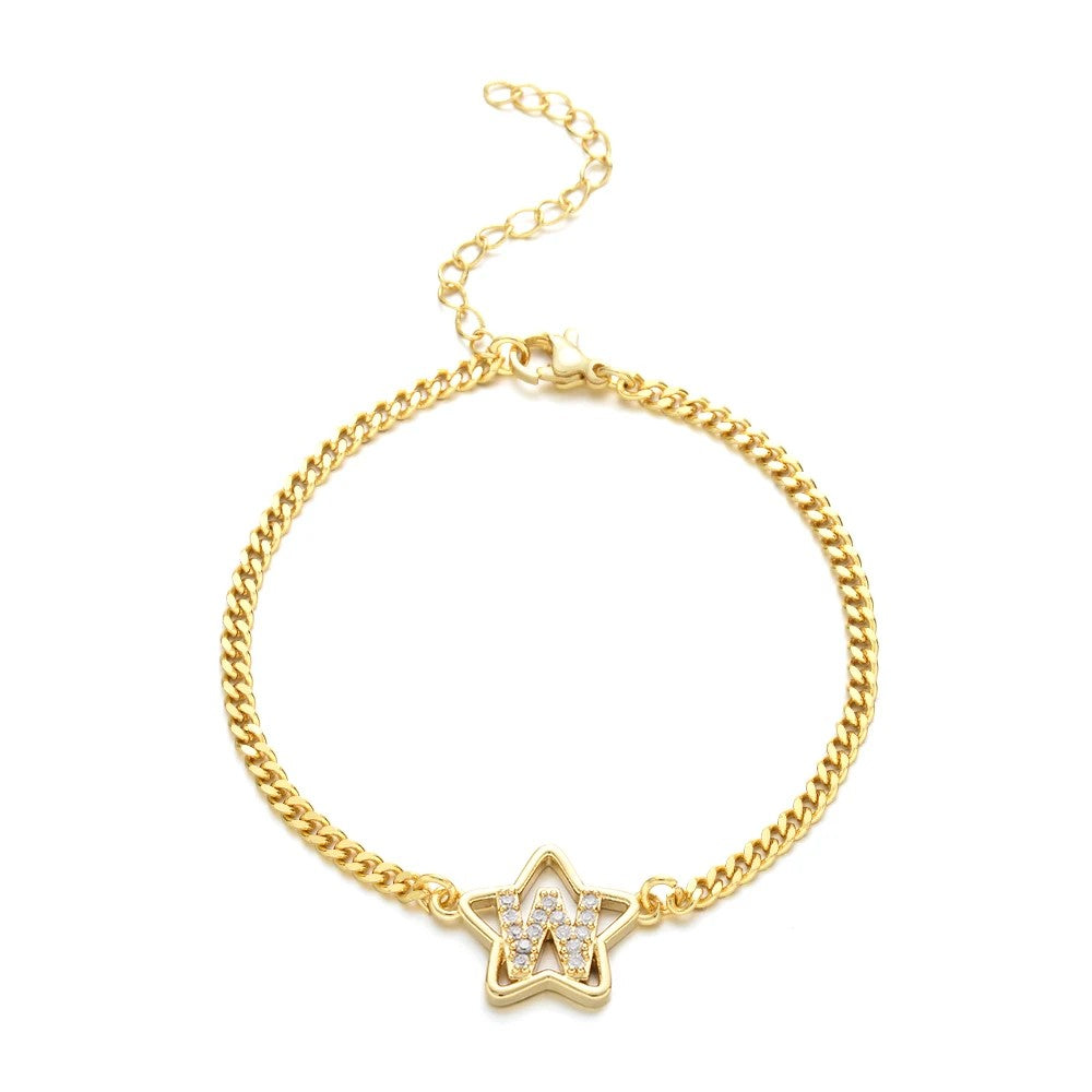 Crystal Initial Star Bracelet