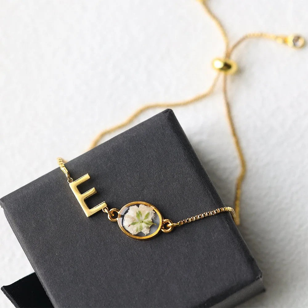 Floral Initial Bracelet