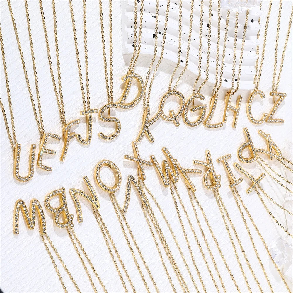 Crystal Pave Love Letter Necklace