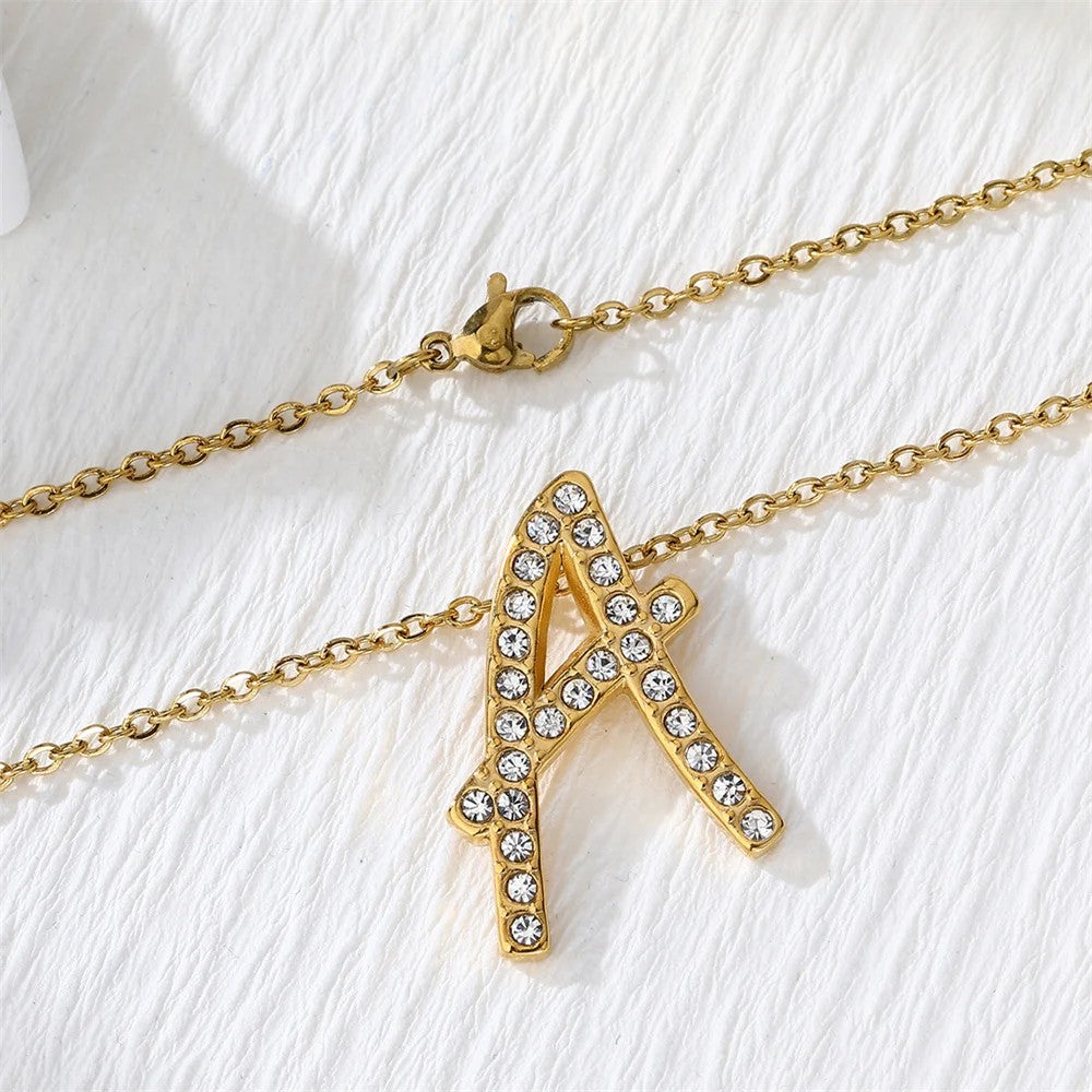 Crystal Pave Love Letter Necklace