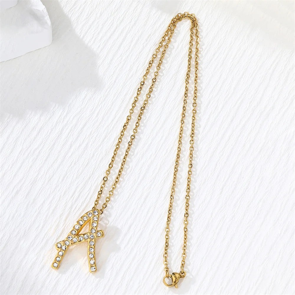 Crystal Pave Love Letter Necklace