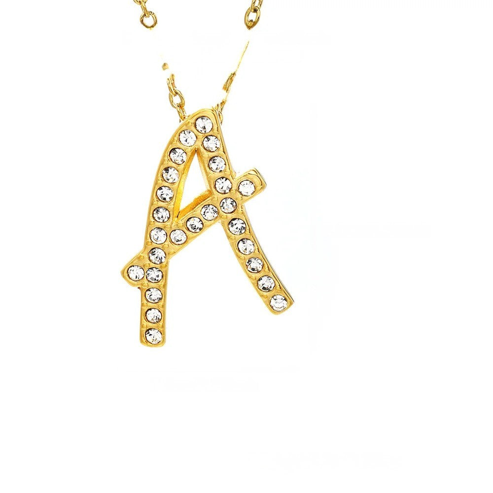 Crystal Pave Love Letter Necklace