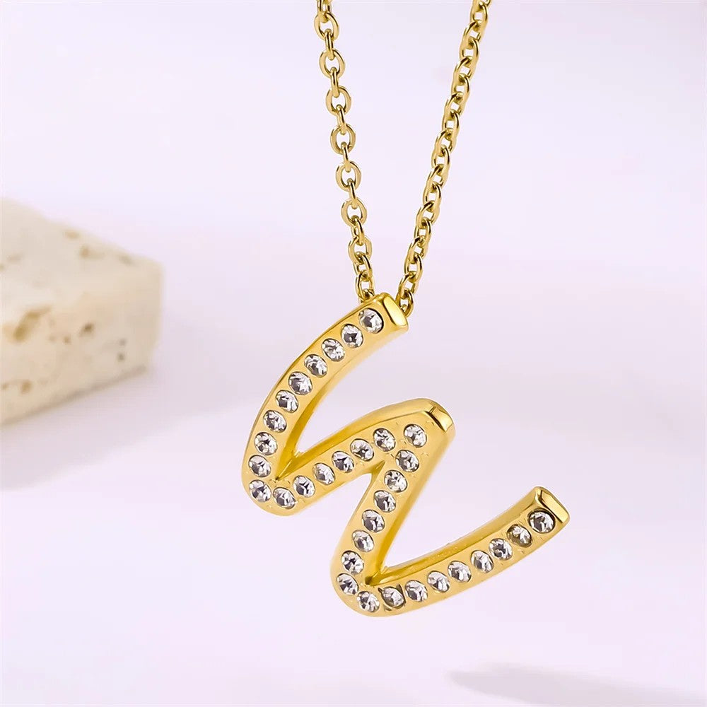 Crystal Pave Love Letter Necklace
