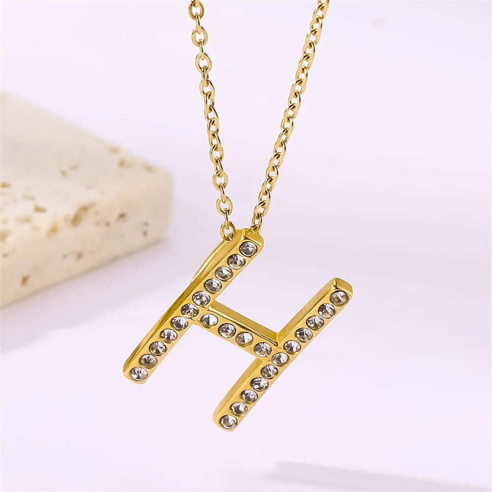 Crystal Pave Love Letter Necklace