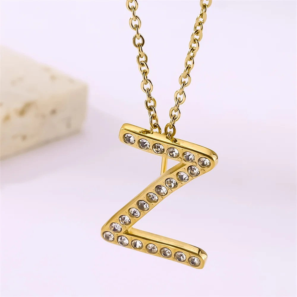 Crystal Pave Love Letter Necklace