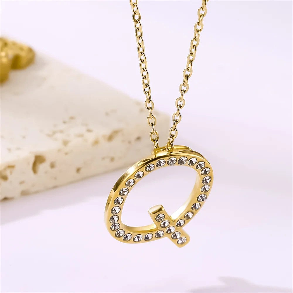 Crystal Pave Love Letter Necklace