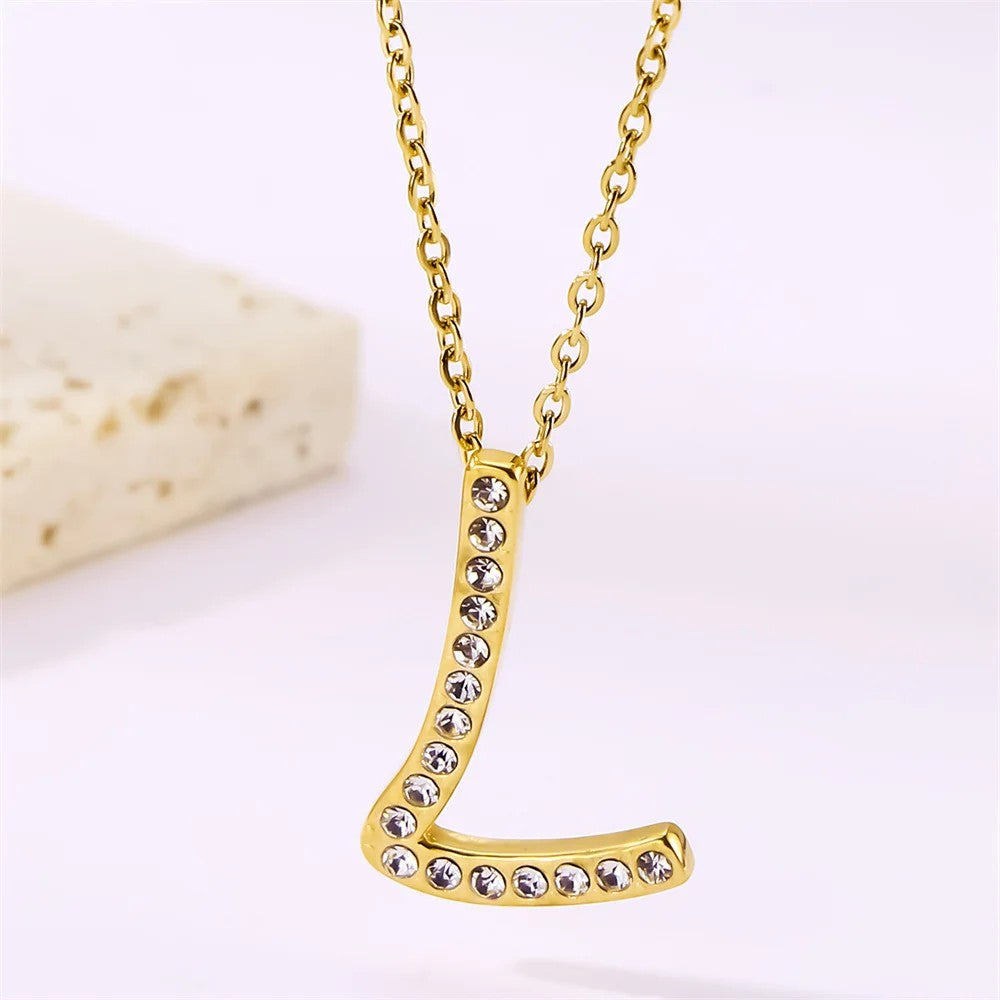 Crystal Pave Love Letter Necklace