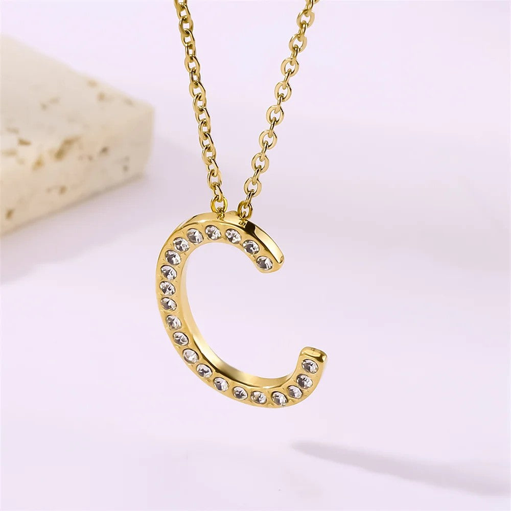 Crystal Pave Love Letter Necklace