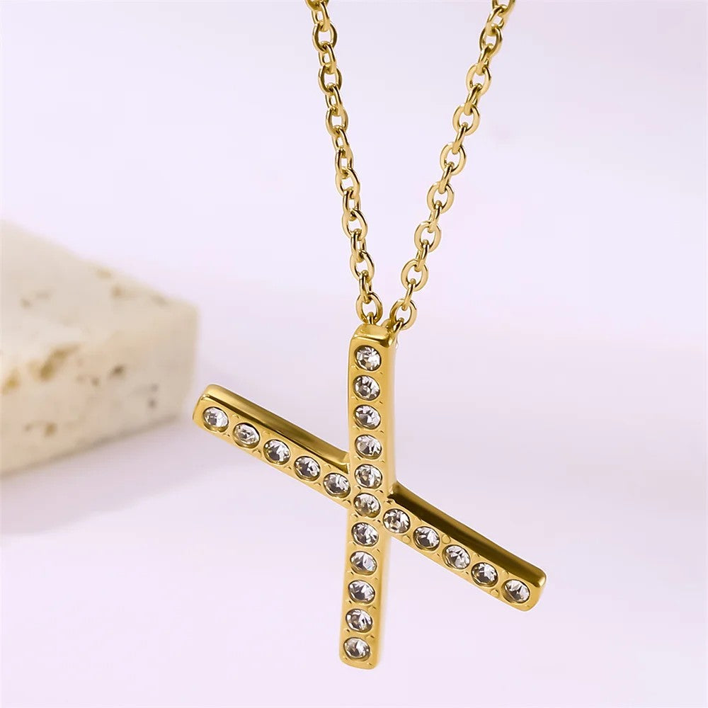 Crystal Pave Love Letter Necklace