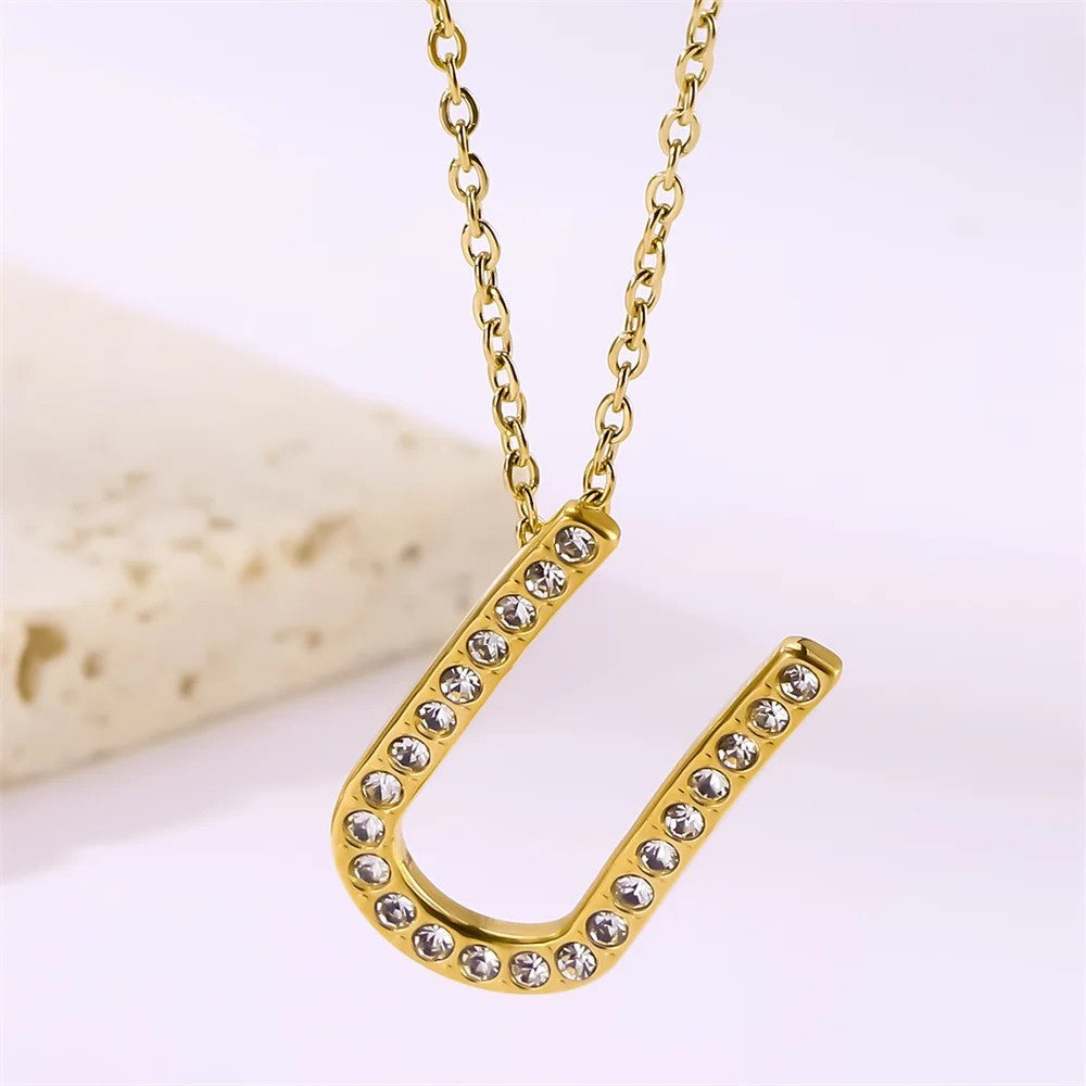 Crystal Pave Love Letter Necklace