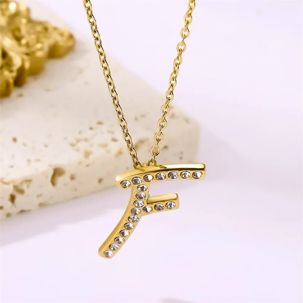 Crystal Pave Love Letter Necklace