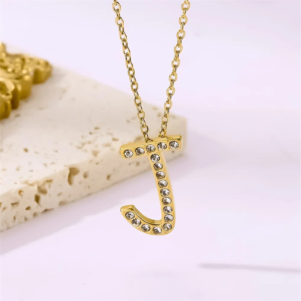 Crystal Pave Love Letter Necklace