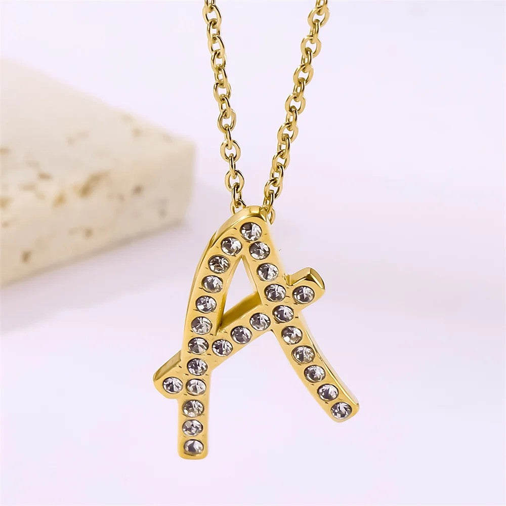 Crystal Pave Love Letter Necklace