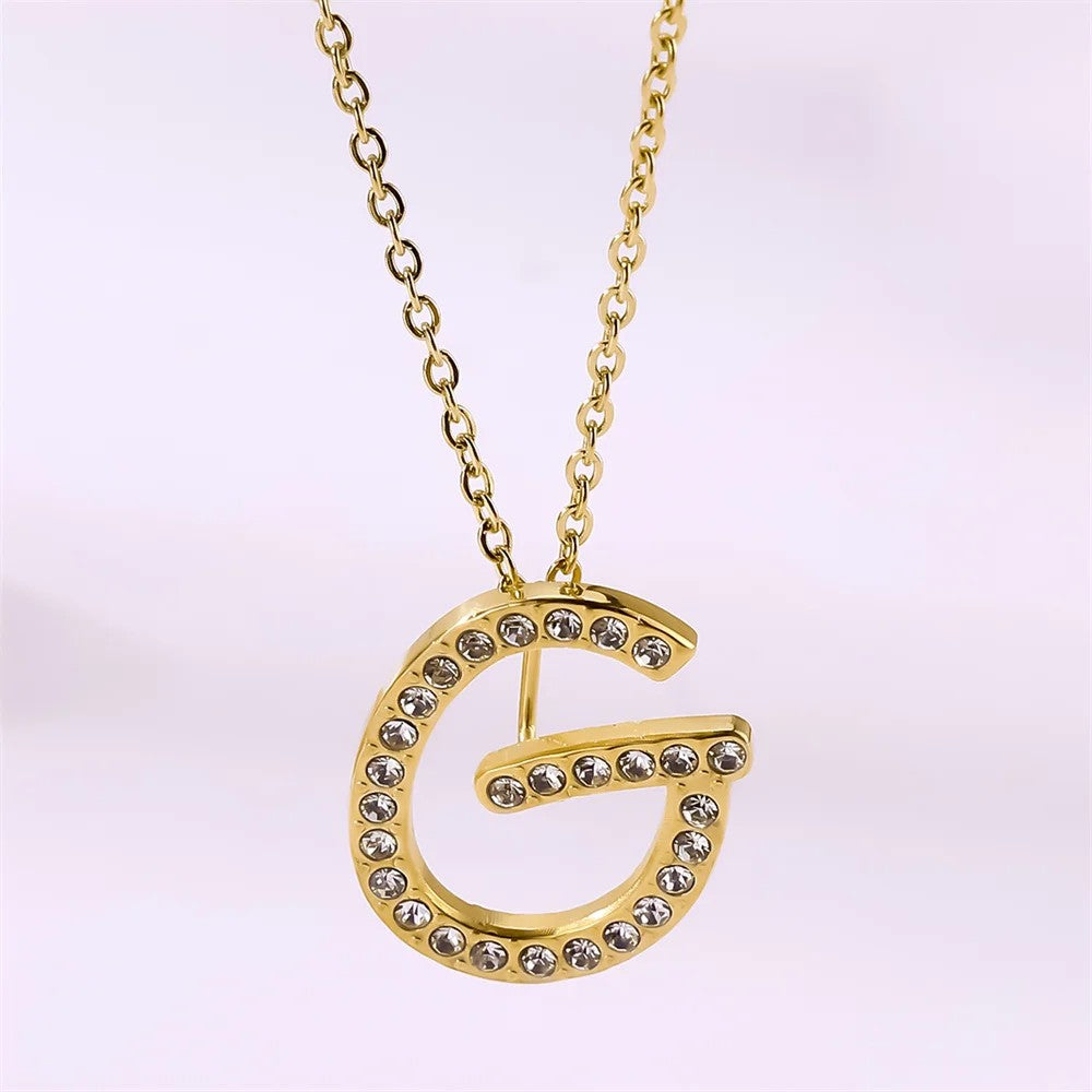 Crystal Pave Love Letter Necklace
