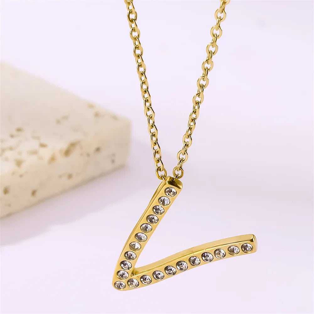 Crystal Pave Love Letter Necklace