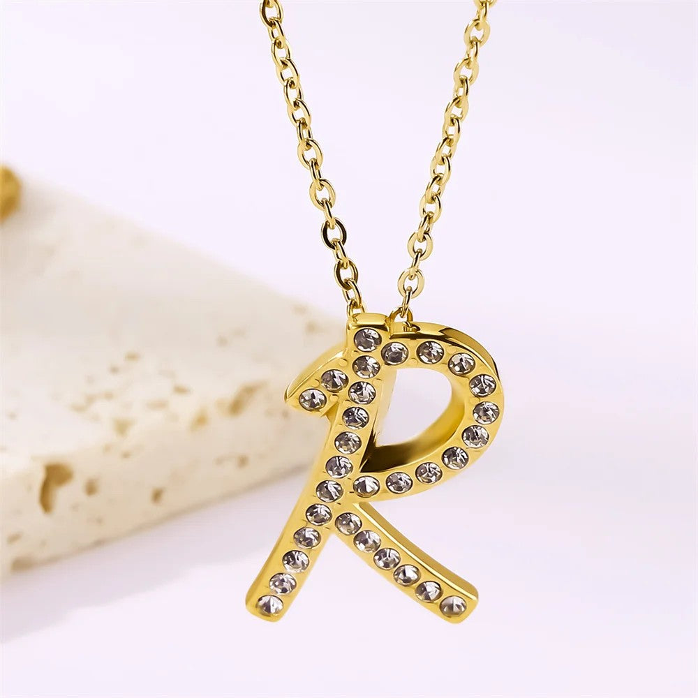 Crystal Pave Love Letter Necklace