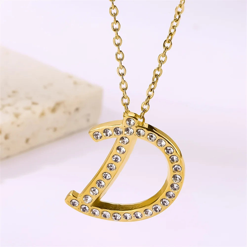 Crystal Pave Love Letter Necklace