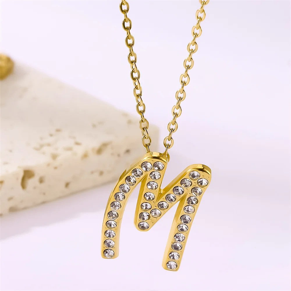 Crystal Pave Love Letter Necklace