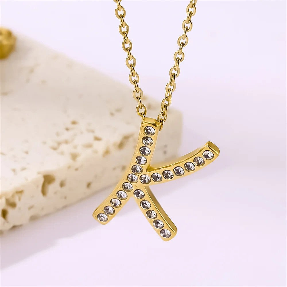 Crystal Pave Love Letter Necklace