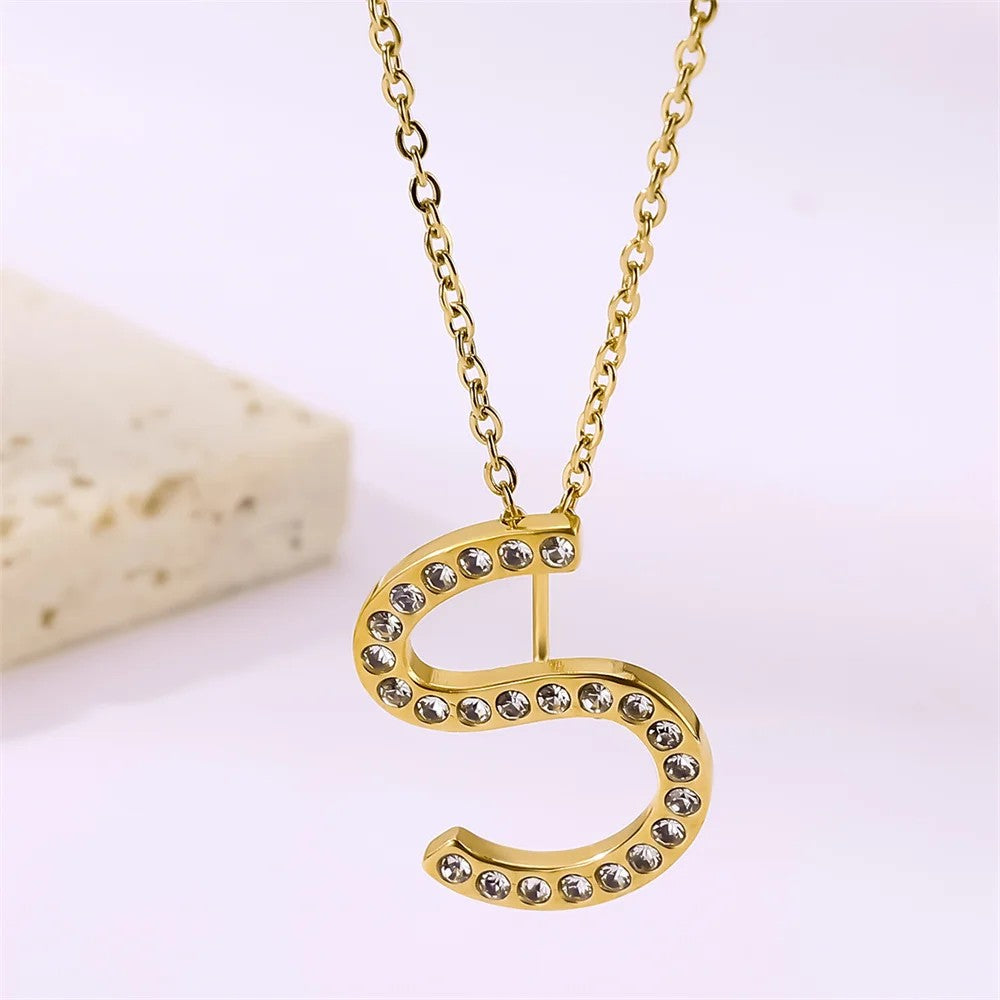 Crystal Pave Love Letter Necklace