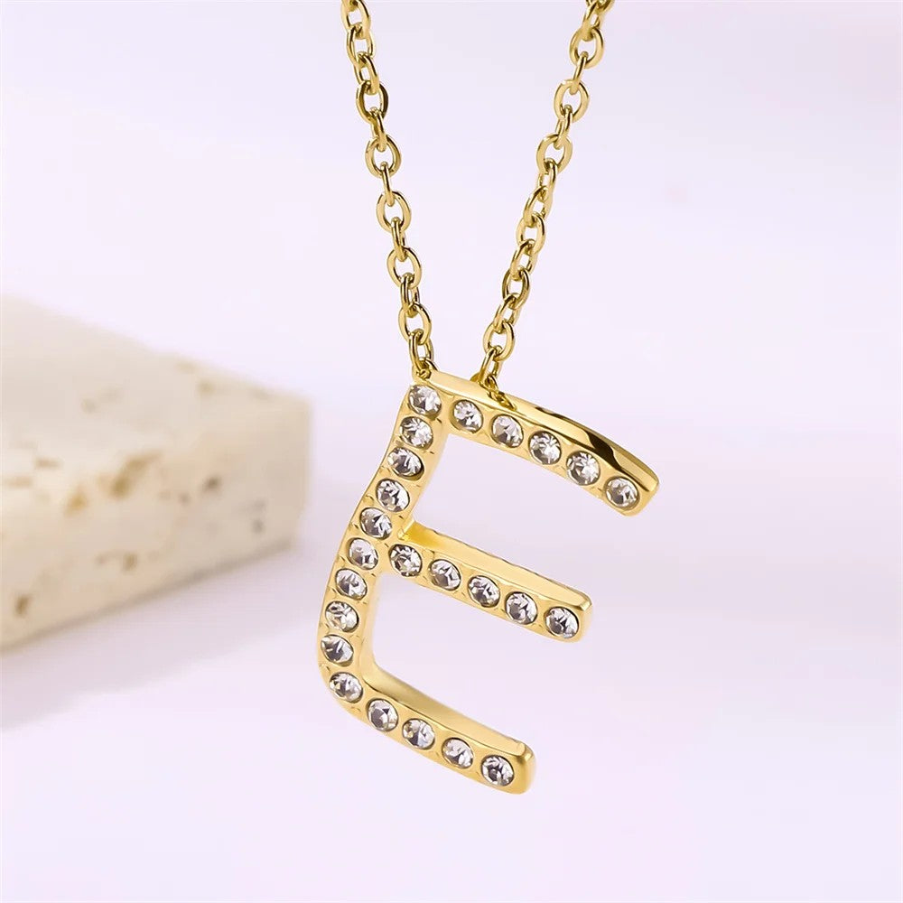 Crystal Pave Love Letter Necklace