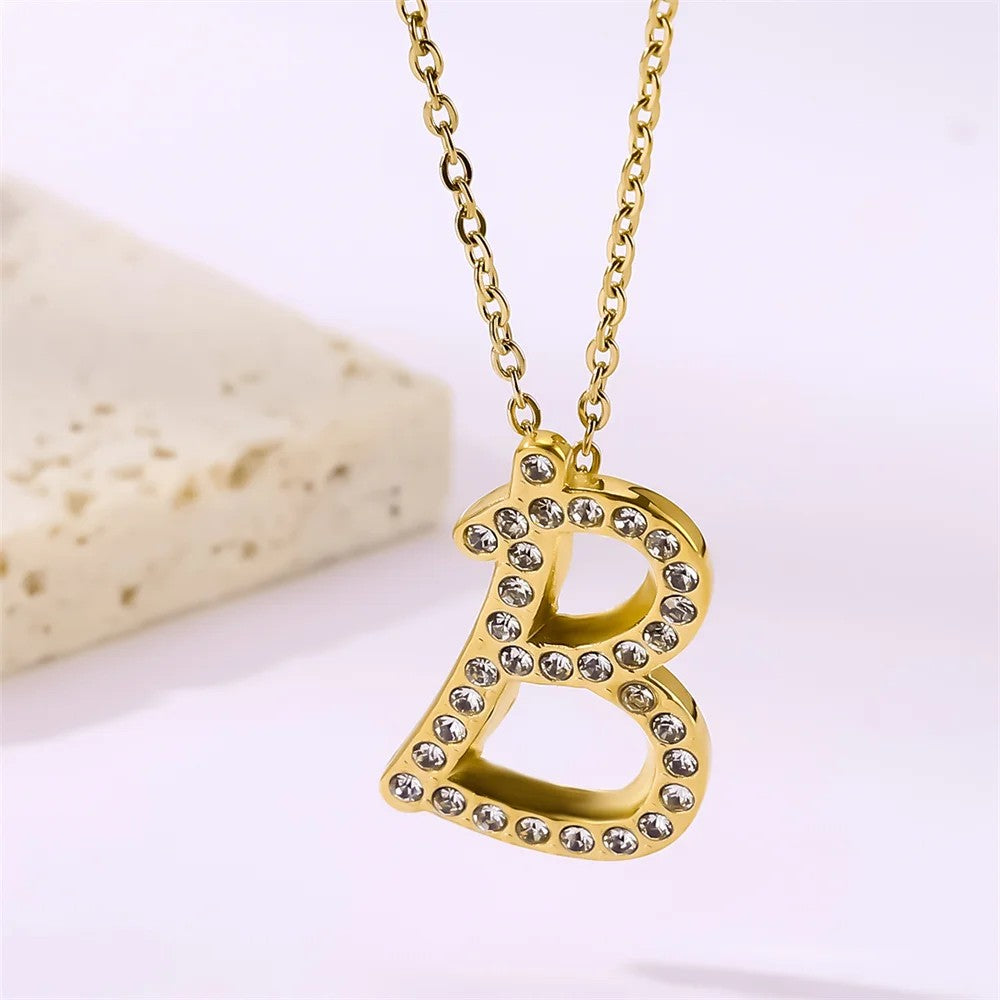 Crystal Pave Love Letter Necklace
