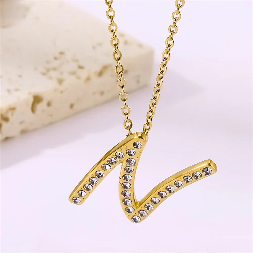 Crystal Pave Love Letter Necklace