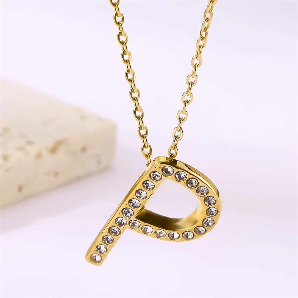 Crystal Pave Love Letter Necklace