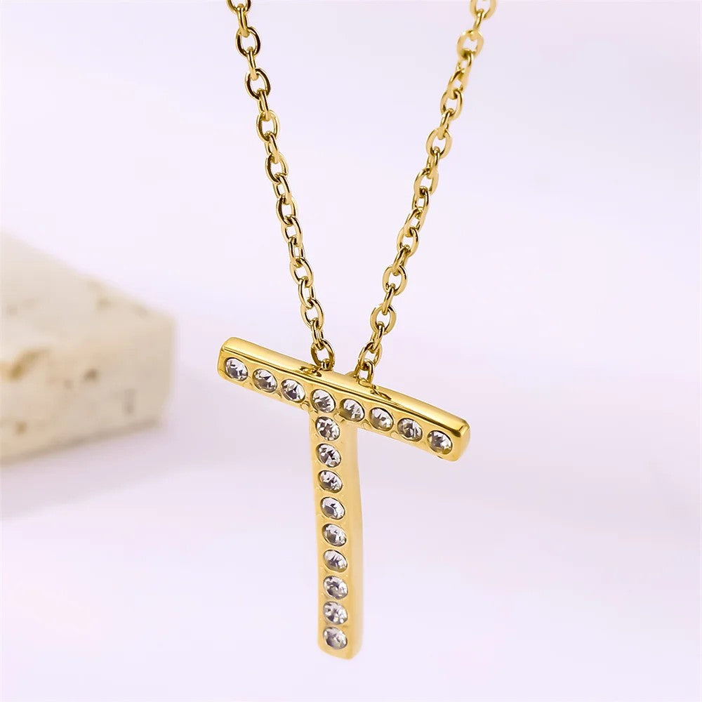 Crystal Pave Love Letter Necklace