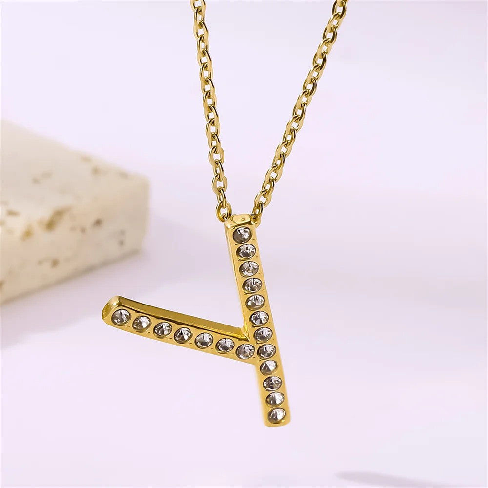 Crystal Pave Love Letter Necklace