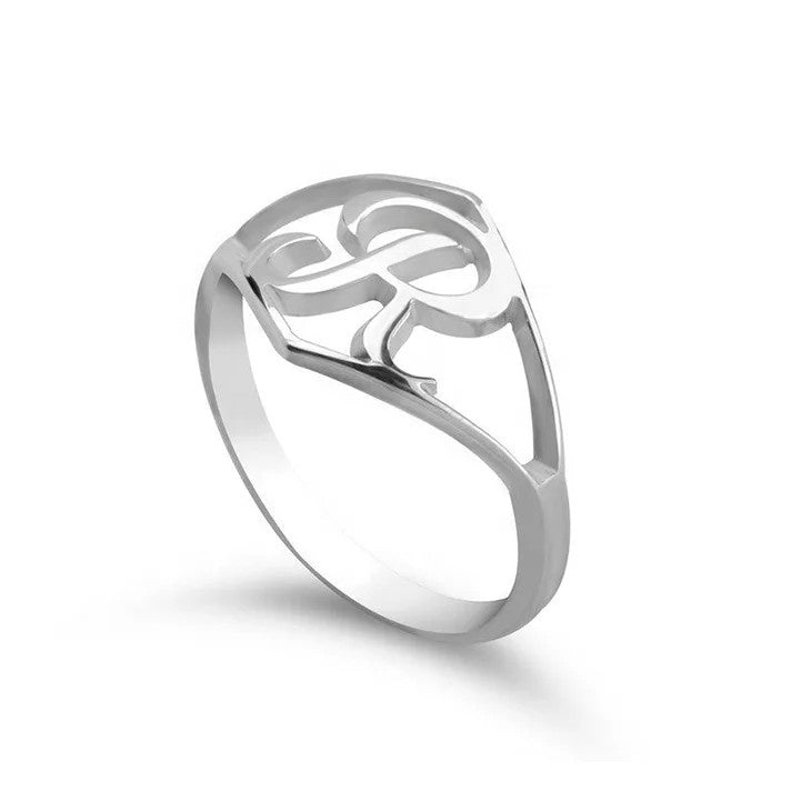 Script Initial Shield Ring