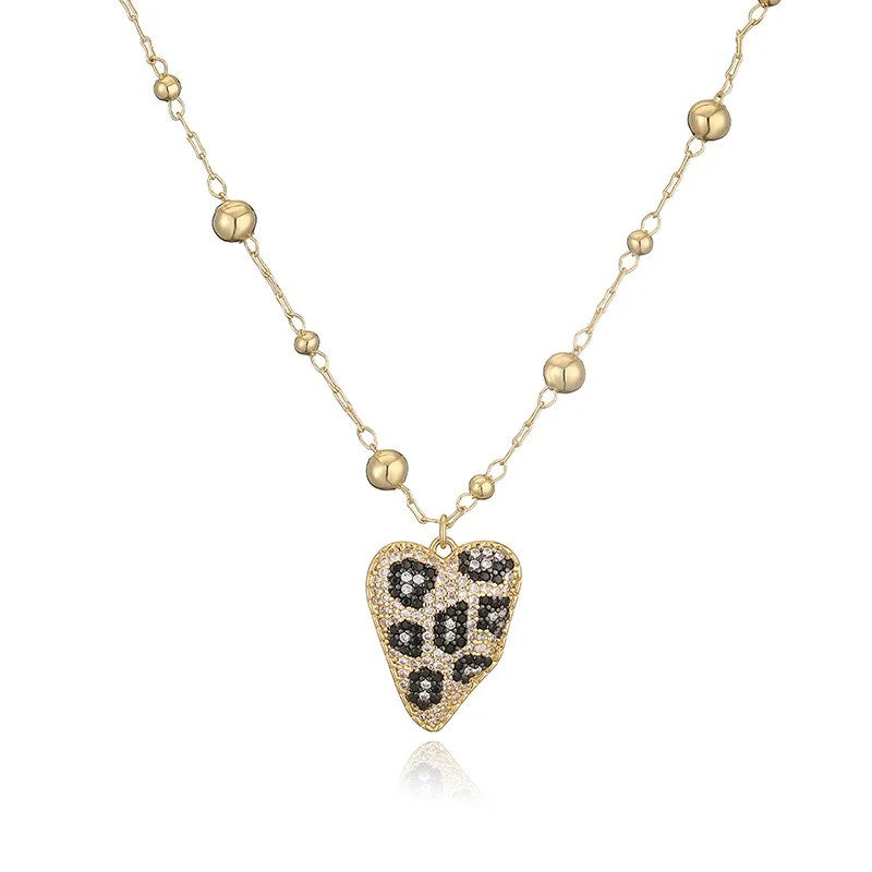 Crystal Leopard Heart Necklace
