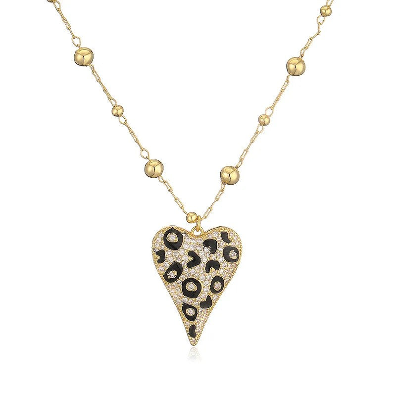 Crystal Leopard Heart Necklace