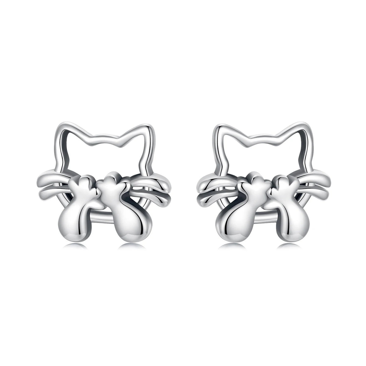 Hollow Cat Silhouette Stud Earrings