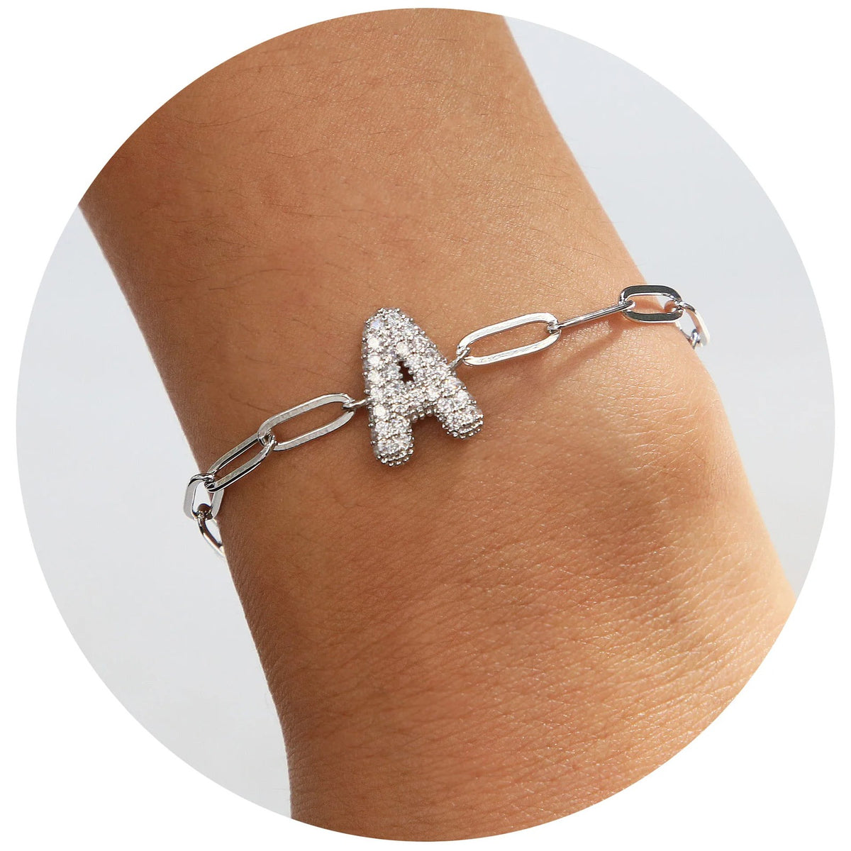 Crystal Initial Link Bracelet