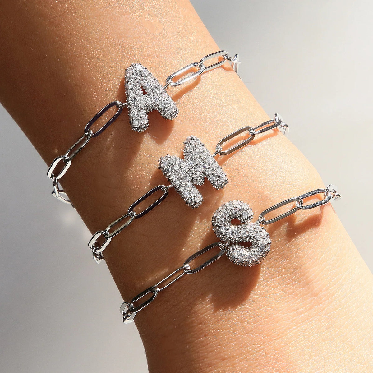 Crystal Initial Link Bracelet